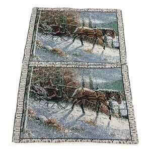 Jack Terry Sleighbells in The Moon 2 Pillow Shams 29x20” Reversible Winter Scene